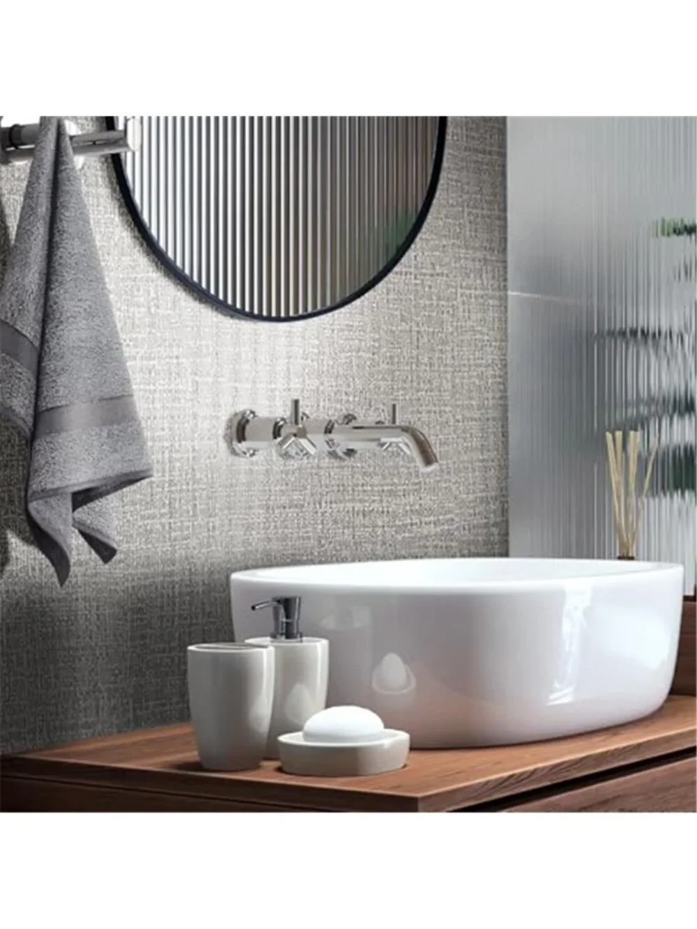 Peel Stick Wallpaper Grasscloth Textured Light Gray Linen Self Adhesive Vinyl